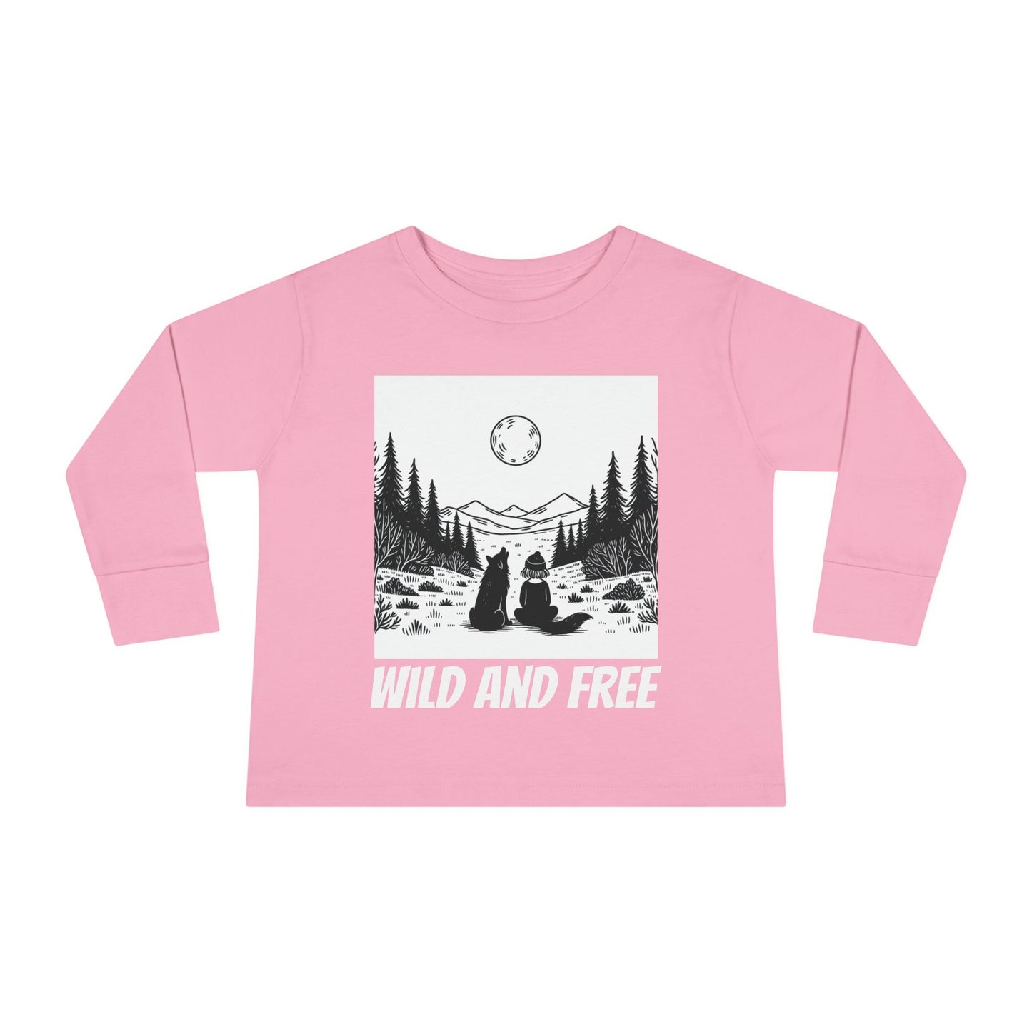 Wild and Free Long Sleeve Toddler Tee in Pink