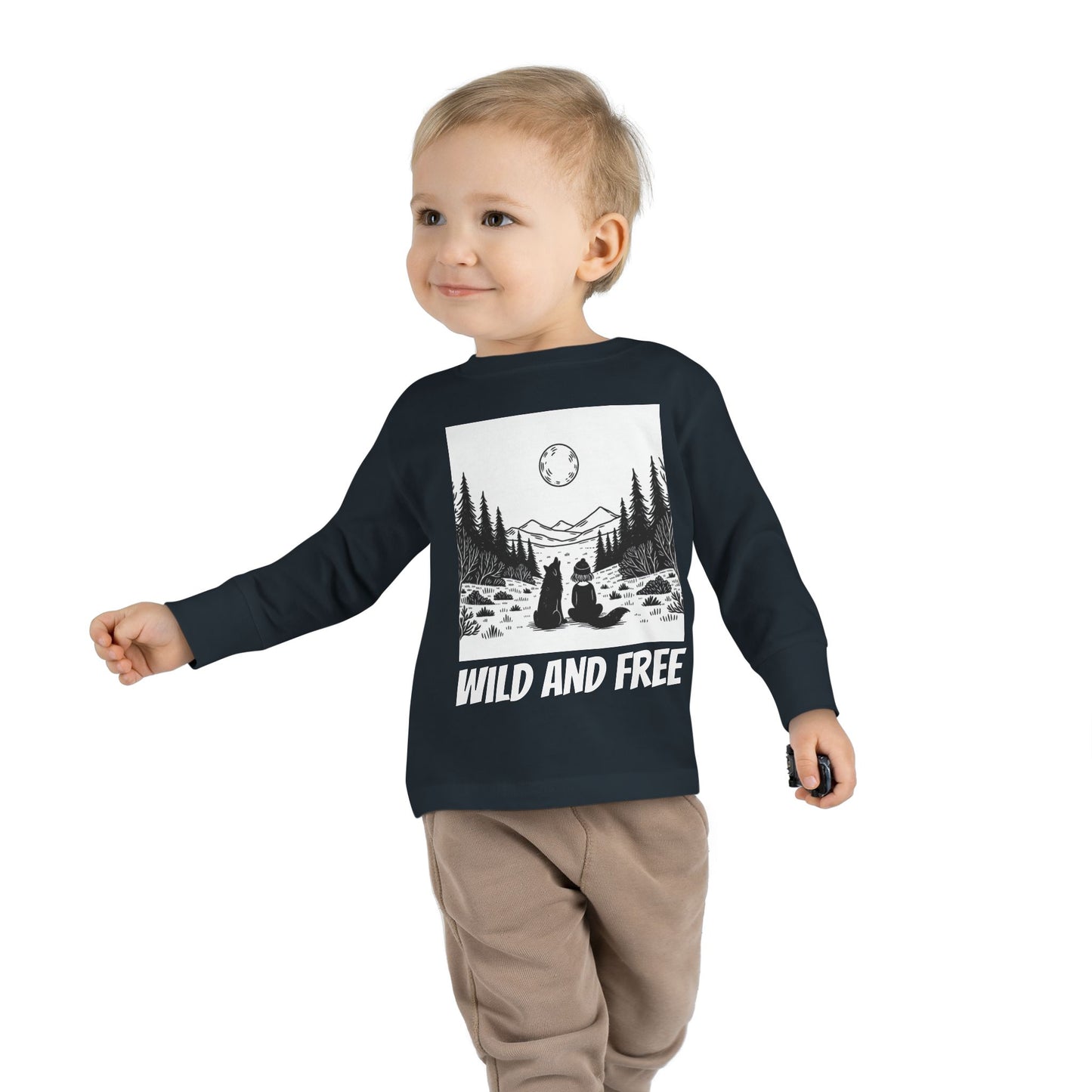 Wild and Free Long Sleeve Toddler Tee in Black
