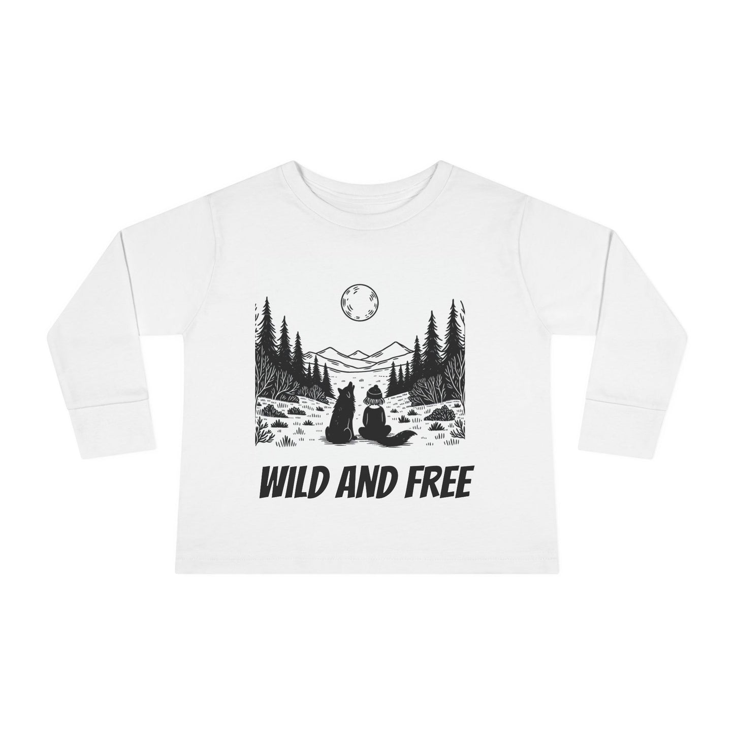 Wild and Free Long Sleeve Toddler Tee in White