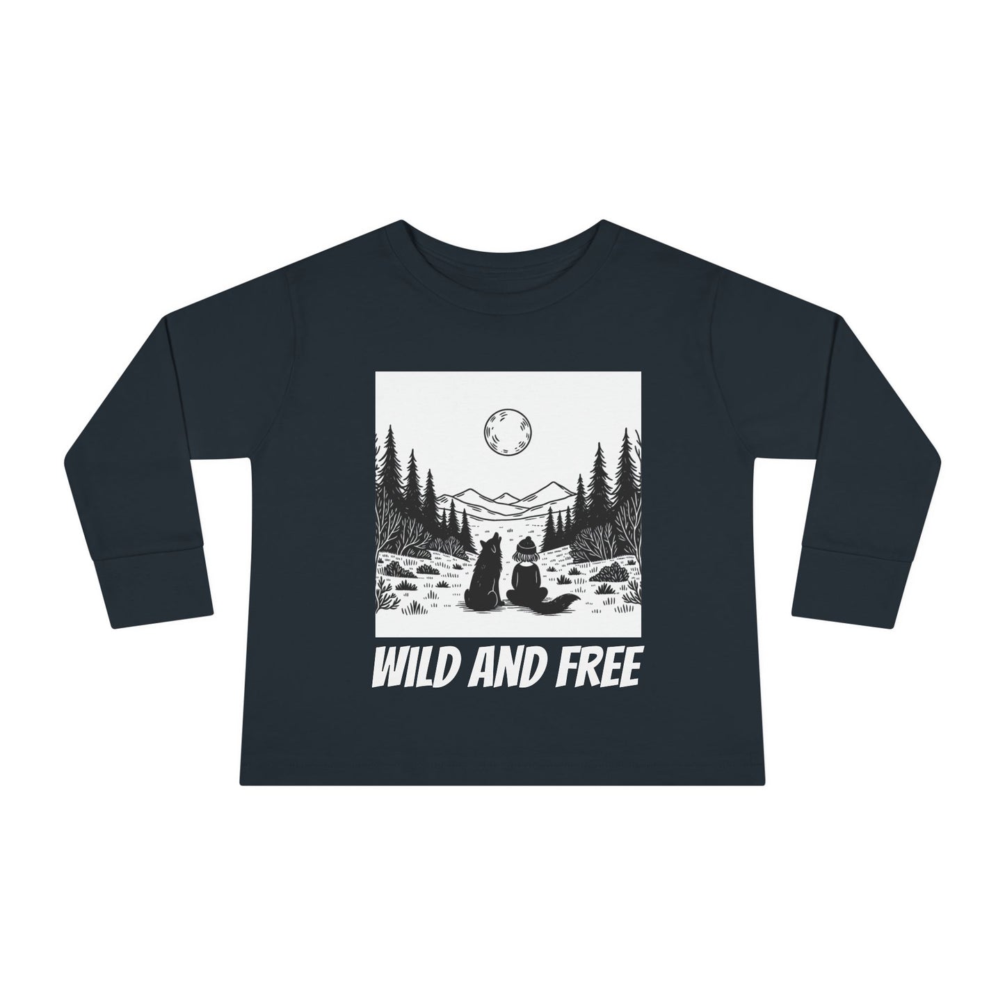 Wild and Free Long Sleeve Toddler Tee in Black