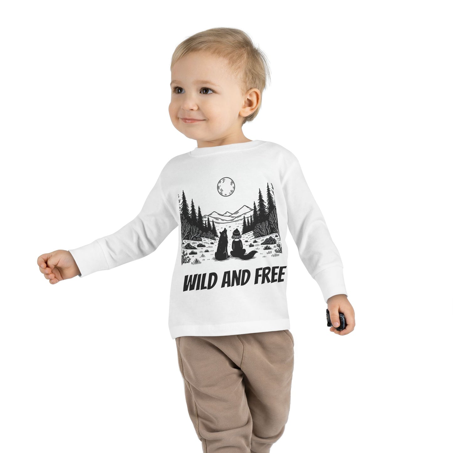 Wild and Free Long Sleeve Toddler Tee in White