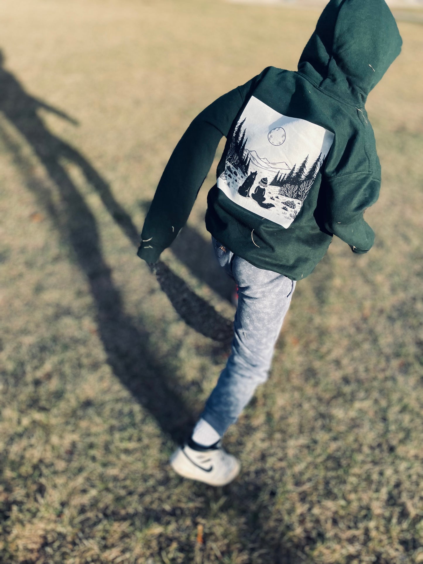 Wild and Free Youth Hoody In Forest Green